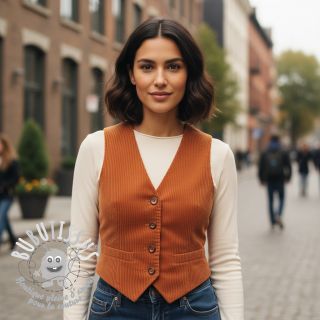 Tissu velours cotelé terracotta