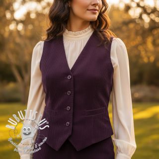 Tissu velours cotelé aubergine