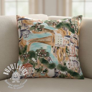 Tissu déco Houses ecru digital print