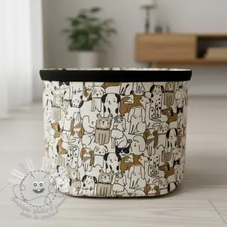 Tissu déco Linenlook Dogs natural