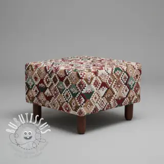 Tissu déco jacquard Kilim fuchsia vert