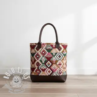 Tissu déco jacquard Kilim fuchsia vert