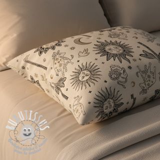 Tissu déco jacquard Pygmalion ecru noir