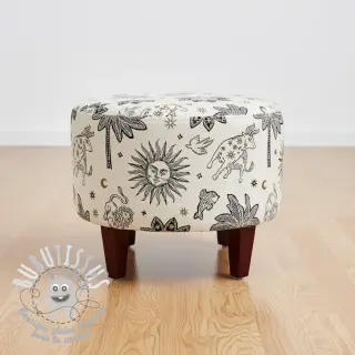 Tissu déco jacquard Pygmalion ecru noir
