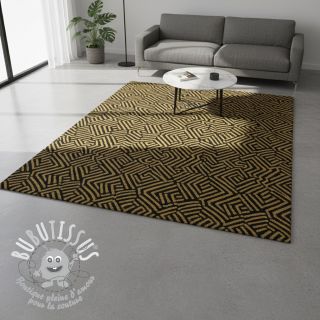 Tissu déco jacquard Mesopotamie noir jaune