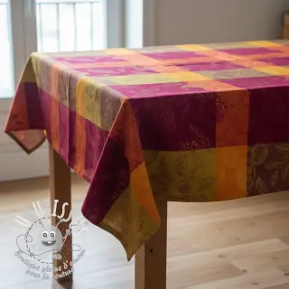 Tissu déco FRENCH TABLE CLOTH JACQUARD Cabosse allover harissa