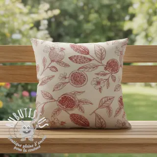 Tissu déco RUSTIC VINTAGE PRINT Granata groseille