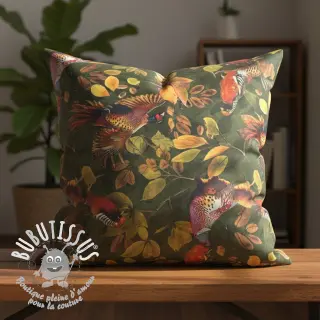 Tissu déco VELVET Pheasant Forest Leaf