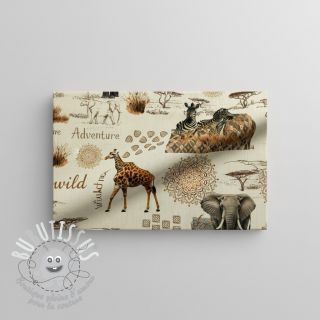 Tissu déco premium Linenlook Wildlife Safari Trip digital print