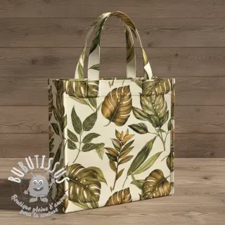Tissu déco premium Linenlook Botanic Bold Leaf digital print
