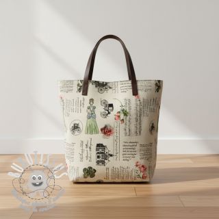 Tissu déco premium Linenlook Regal Newspaper digital print