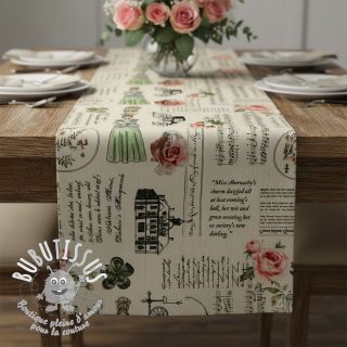 Tissu déco premium Linenlook Regal Newspaper digital print