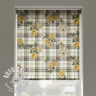 Tissu déco premium Linenlook Classic Peony Check digital print