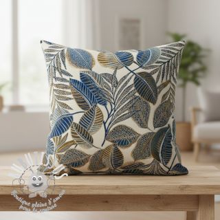 Tissu déco jacquard Cacao allover bleu