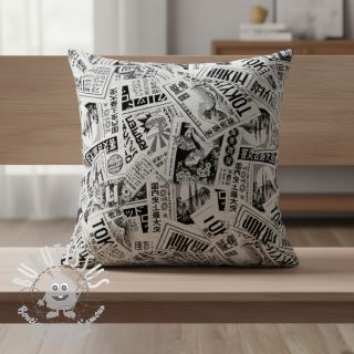 Tissu déco jacquard Neo noir blanc