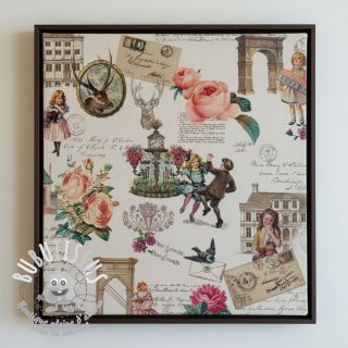 Tissu déco premium Linenlook Poetry Romantic Scene digital print