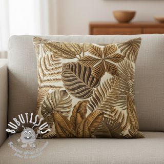 Tissu déco premium Leaf Embroidery digital print