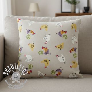 Tissu déco Linenlook Rooster And Chick