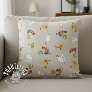 Tissu déco Linenlook Rooster And Chick