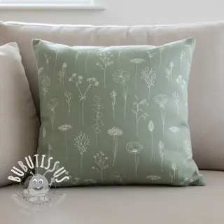 Tissu déco Linenlook Fine Fragile Flower old green