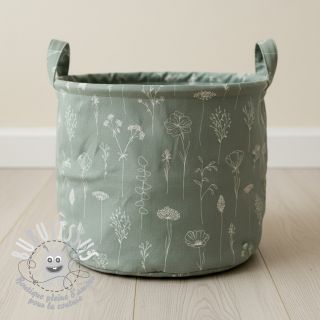 Tissu déco Linenlook Fine Fragile Flower old green