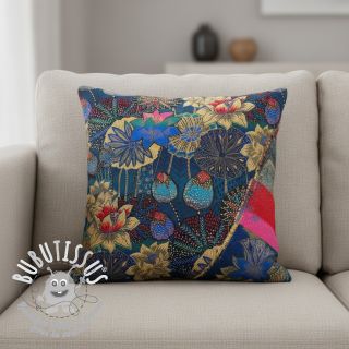 Tissu déco jacquard Opium allover bleu