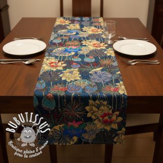 Tissu déco jacquard Opium allover bleu