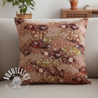 Tissu déco jacquard Nuage allover rouge