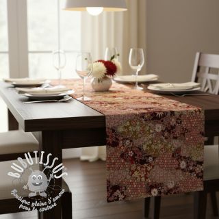 Tissu déco jacquard Nuage allover rouge