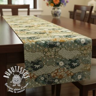 Tissu déco jacquard Nuage allover kaki