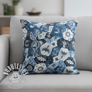 Tissu déco jacquard Tucan allover bleu