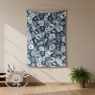 Tissu déco jacquard Tucan allover bleu