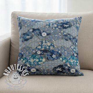 Tissu déco jacquard Nuage allover bleu