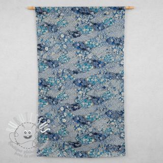 Tissu déco jacquard Nuage allover bleu
