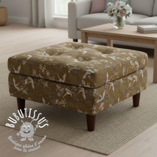 Tissu déco jacquard Grues or