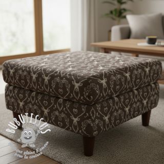 Tissu déco jacquard DOUBLE FACE Landhaus Deer Heart taupe