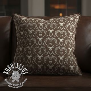 Tissu déco jacquard DOUBLE FACE Landhaus Deer Heart taupe