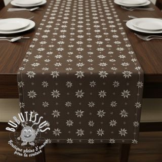 Tissu déco jacquard DOUBLE FACE Landhaus Edelweiss taupe