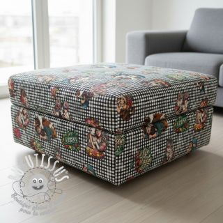 Tissu déco Vegan black check digital print