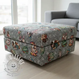 Tissu déco Vegan black check digital print