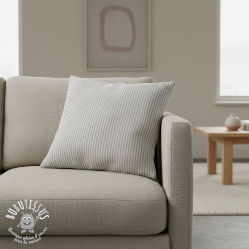 Tissu déco DOBBY Colored stripe grey