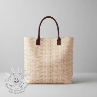 Tissu déco Linenlook Art deco cubes rose metallic premium