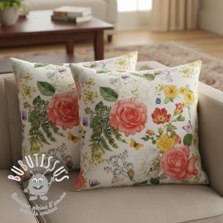 Tissu déco avec finition en Teflon ROSE GARDEN