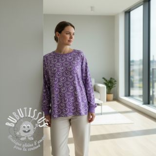 Jersey Happy faces lavender digital print