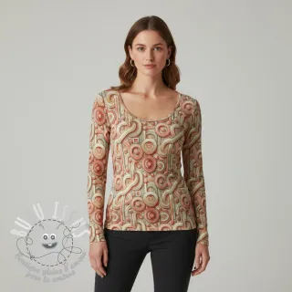 Jersey VISCOSE Unity orange digital print
