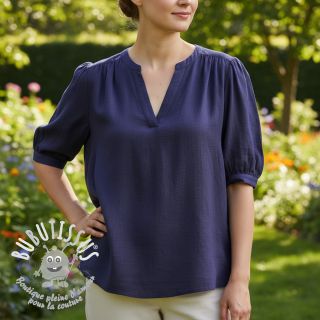 Viscose lin WASHED navy