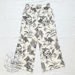 Viscose lin Floweria navy