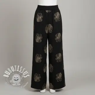 Viscose lin EMBROIDERY Flower Maya black