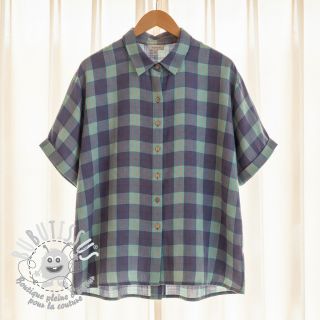 Viscose lin YARN DYED Square green