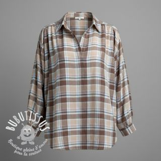 Viscose lin YARN DYED Checks taupe